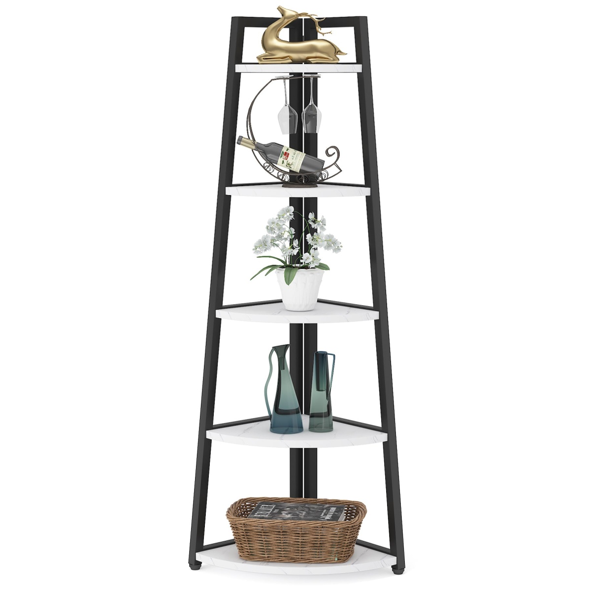 Corner Shelf, 70? Tall Corner Ladder Shelf Small Bookshelf - Image 14