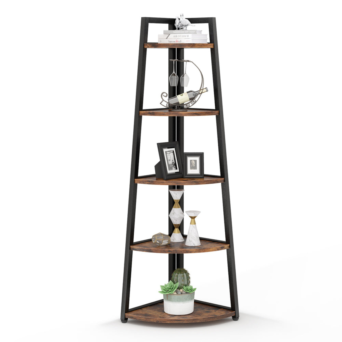 Corner Shelf, 70? Tall Corner Ladder Shelf Small Bookshelf - Image 2