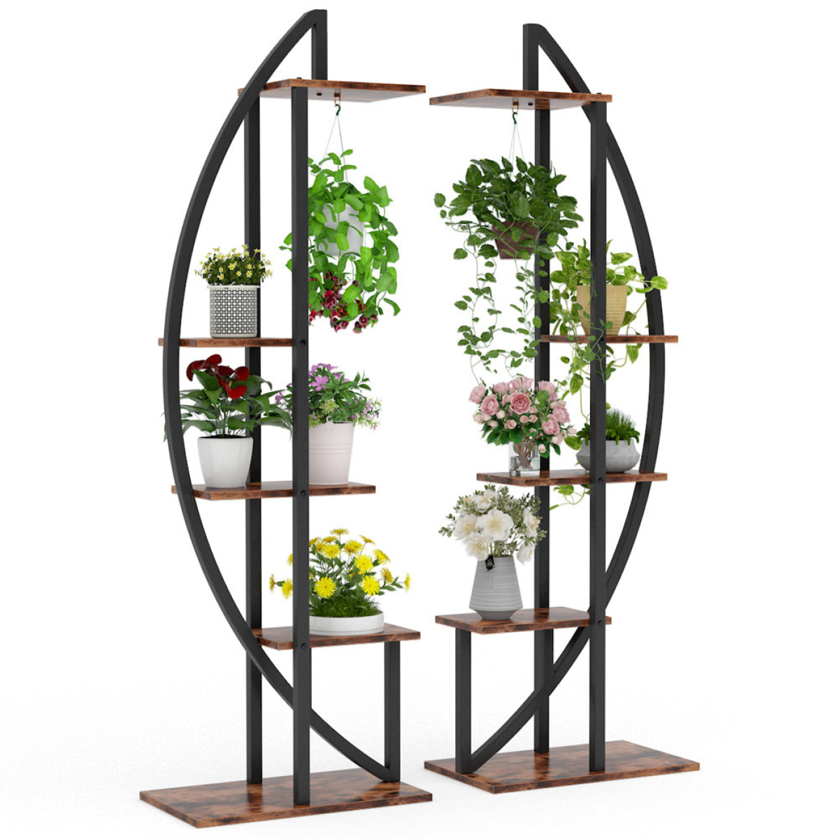 Plant Stand, 5-Tier Curved Flower Display Shelf Pack of 2 - Image 9