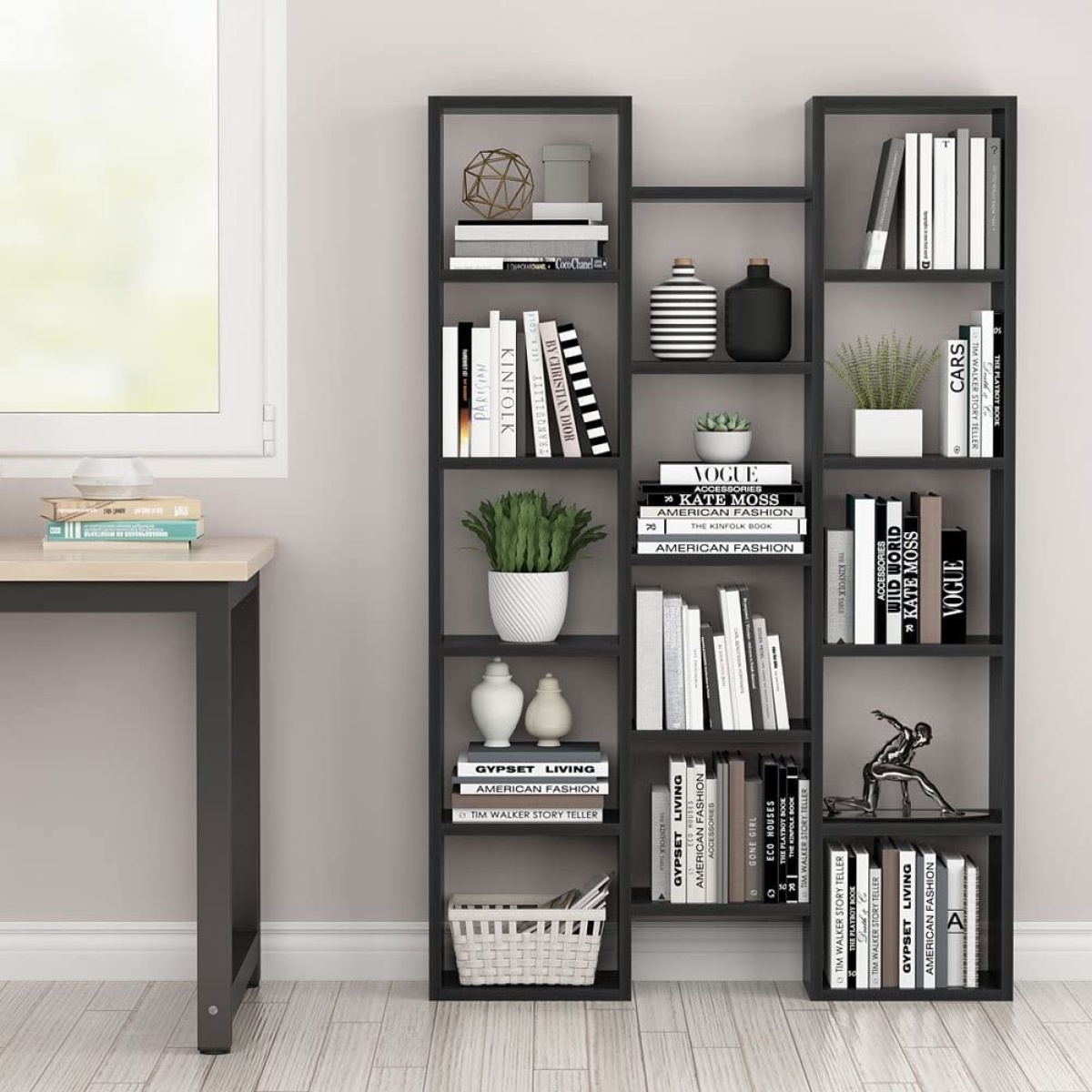 Modern Bookcase, 5-Shelf Storage Organizer with 14-Cube Display Bookshelf - Image 5