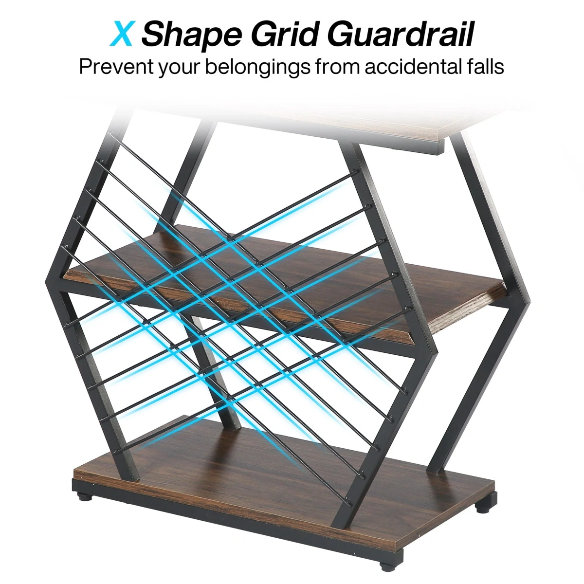 Round End Table, Industrial Side Table with Metal Hollow Frame - Image 21