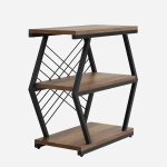 Round End Table, Industrial Side Table with Metal Hollow Frame - Image 28
