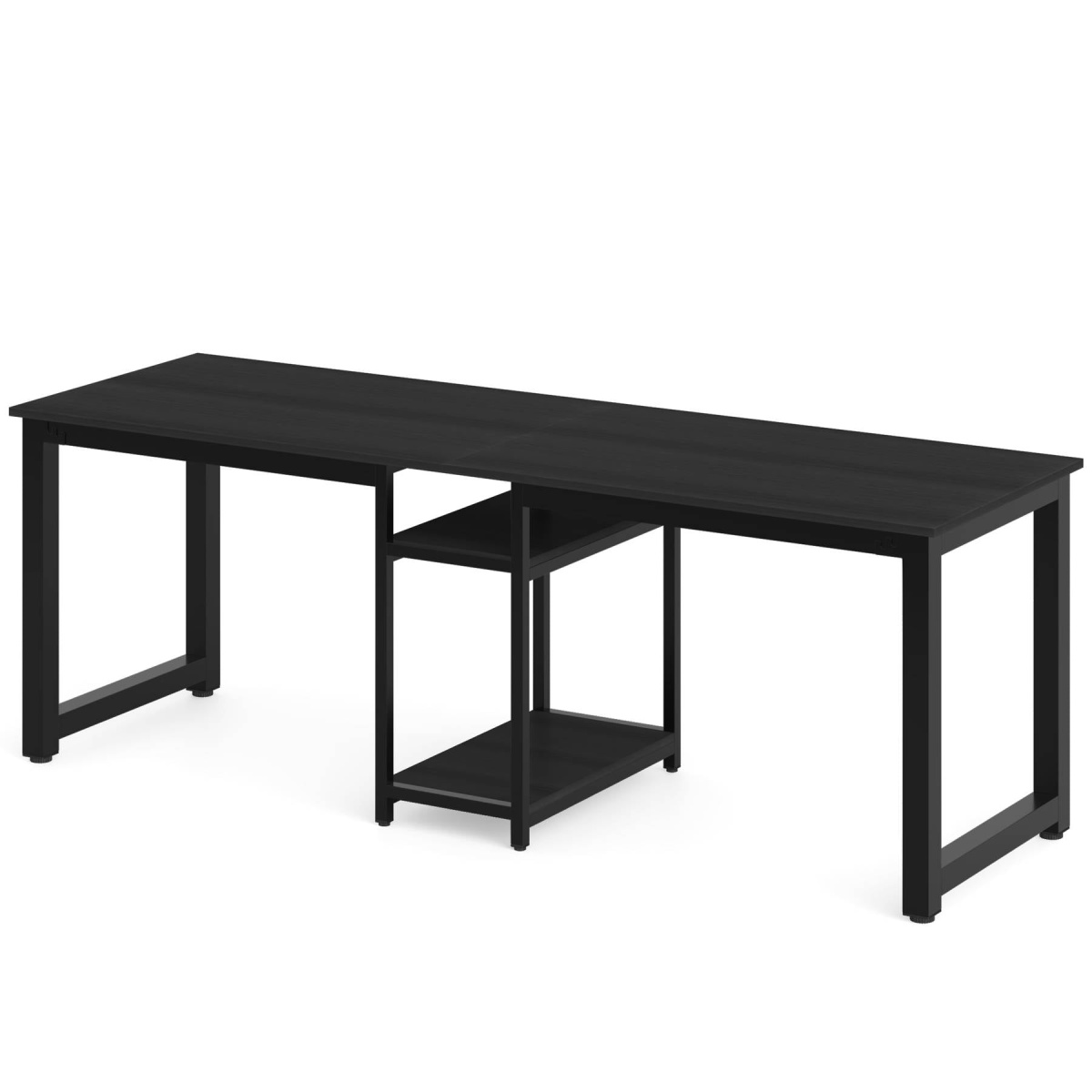 Two Person Desk, 78 Inches Computer Desk with Storage Shelves - Image 9