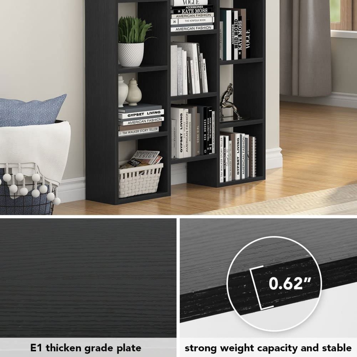 Modern Bookcase, 5-Shelf Storage Organizer with 14-Cube Display Bookshelf - Image 8
