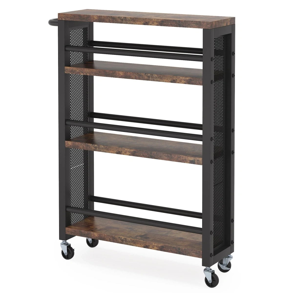 Slim Kitchen Cart, 4-Tier Storage Rolling Cart with Handle - Image 7
