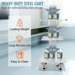 3 Trays Utility Cart 3-Layer Trolley Heavy Duty Lab Dental Rolling Utility Cart with 4 PE Wheels 2 of which can be Locked for Fixing Heavy-Duty with 33Lb Load Capacity - Image 4
