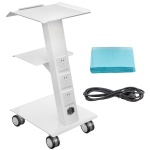 Lab Trolley, Built-in Socket Rolling Lab Cart, 3 Layers Tray Rolling Clinic Cart, 360? Silent Rolling Wheels w/ Foot Brake, 88 lbs Weight Capacity Sturdy Steel Frame, for Lab Clinic Beauty Salon - Image 2