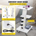 Lab Trolley, Built-in Socket Rolling Lab Cart, 3 Layers Tray Rolling Clinic Cart, 360? Silent Rolling Wheels w/ Foot Brake, 88 lbs Weight Capacity Sturdy Steel Frame, for Lab Clinic Beauty Salon - Image 6