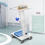 Lab Trolley, Built-in Socket Rolling Lab Cart, 3 Layers Tray Rolling Clinic Cart, 360? Silent Rolling Wheels w/ Foot Brake, 88 lbs Weight Capacity Sturdy Steel Frame, for Lab Clinic Beauty Salon - Image 8