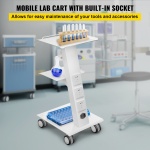 Lab Trolley, Built-in Socket Rolling Lab Cart, 3 Layers Tray Rolling Clinic Cart, 360? Silent Rolling Wheels w/ Foot Brake, 88 lbs Weight Capacity Sturdy Steel Frame, for Lab Clinic Beauty Salon - Image 11
