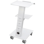 Lab Trolley, Built-in Socket Rolling Lab Cart, 3 Layers Tray Rolling Clinic Cart, 360? Silent Rolling Wheels w/ Foot Brake, 88 lbs Weight Capacity Sturdy Steel Frame, for Lab Clinic Beauty Salon