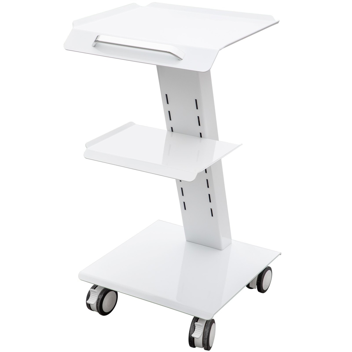 Lab Trolley, Built-in Socket Rolling Lab Cart, 3 Layers Tray Rolling Clinic Cart, 360? Silent Rolling Wheels w/ Foot Brake, 88 lbs Weight Capacity Sturdy Steel Frame, for Lab Clinic Beauty Salon - Image 9