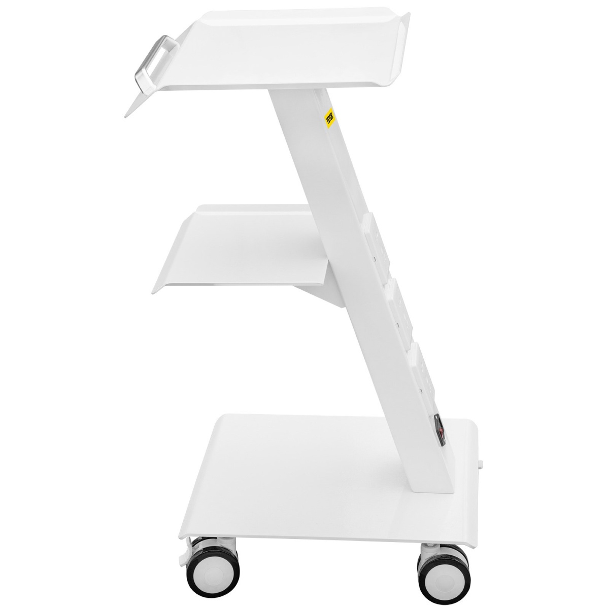 Lab Trolley, Built-in Socket Rolling Lab Cart, 3 Layers Tray Rolling Clinic Cart, 360? Silent Rolling Wheels w/ Foot Brake, 88 lbs Weight Capacity Sturdy Steel Frame, for Lab Clinic Beauty Salon - Image 10