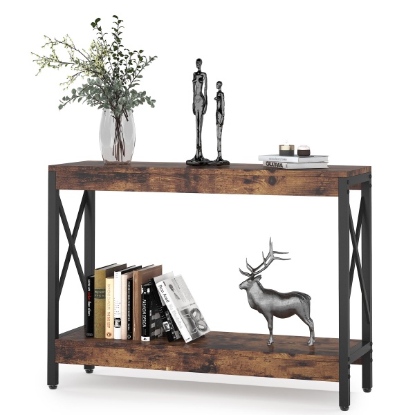 Console Table, Narrow Sofa Entryway Table with Storage Shelf
