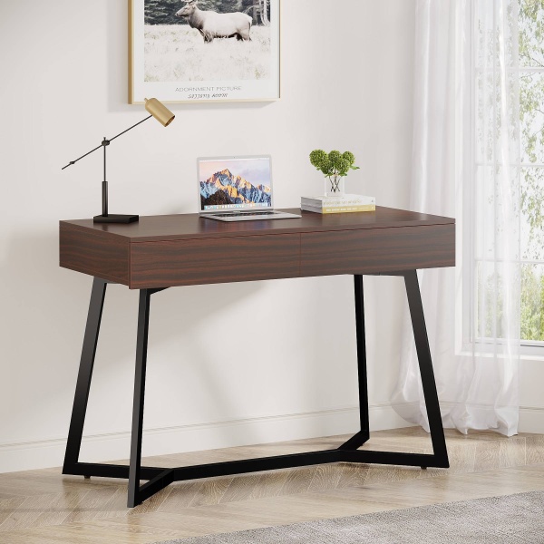 Computer Desk, 47? Study Table Writing Desk with 2 Spacious Drawers