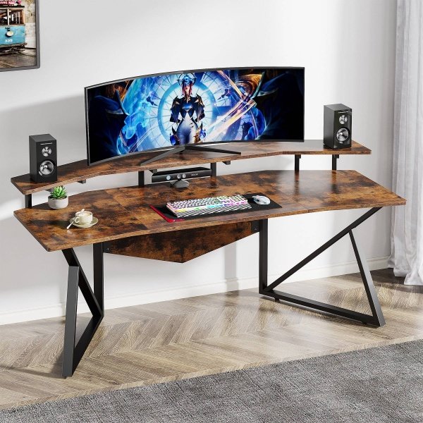 70.9? Computer Desk Study Table Gaming Desk with Monitor Stand
