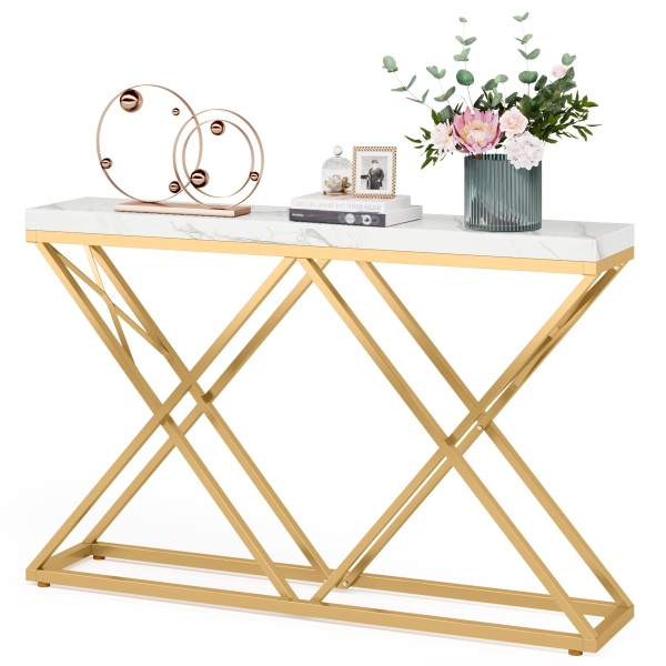 Console Table, 55? Modern Entryway Sofa Table with Gold Metal Legs