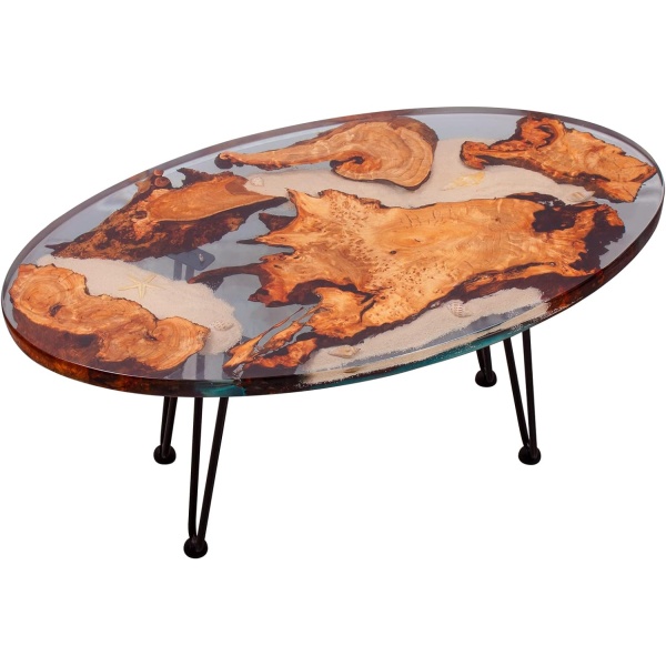 Clear Epoxy Resin & Live Edge Olive Wood Coffee Table / Table Top