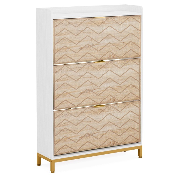 Shoe Cabinet, Modern Shoe Rack Organizer with Door & Drawer