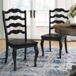 Hulia Solid Wood Ladder Back Side Chair in Dark Navy Blue (Set of 2) - Image 2