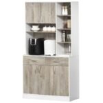 Silia Kitchen Buffet with Hutch Multi Storage Cupboard Cabinet Server Sideboard with Drawers - Image 2