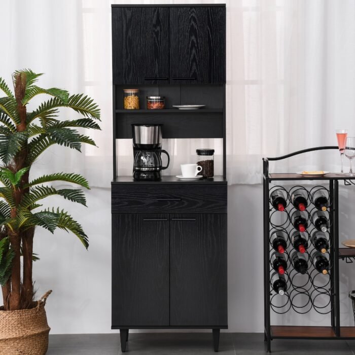 Madia Kitchen Buffet with Hutch Wooden Storage Cupboard - Image 1