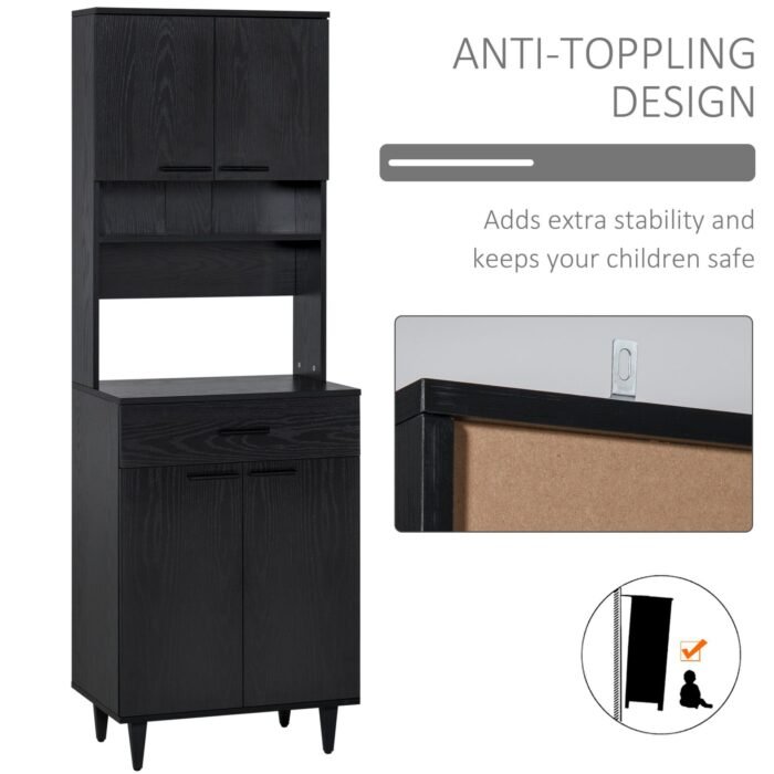 Madia Kitchen Buffet with Hutch Wooden Storage Cupboard - Image 3