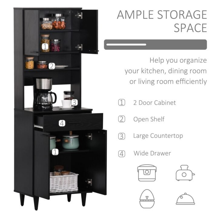 Madia Kitchen Buffet with Hutch Wooden Storage Cupboard - Image 4