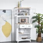 Coasta Style Kitchen Buffet and Hutch Wooden Storage Cabinet with Framed Glass Door - Image 9