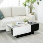 Modern Coffee Table Storage Unit Living Room with Sliding Top Black and White - Image 3