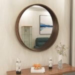 Selena Round Natural Wood Bathroom Mirror