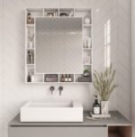 Gokcha wood mirror with storage shelves - Image 3