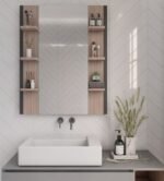 Giulia wood mirror with multi-use storage shelves - Image 2