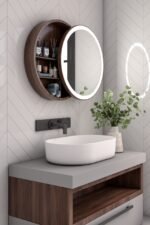 Aviana movable Round mirror with storage - Image 3