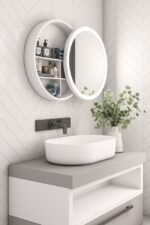 Aviana movable Round mirror with storage