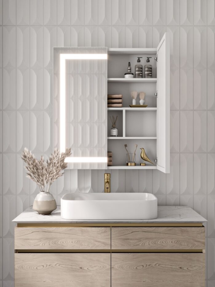 Roca Led Bathroom Mirror with Storage unit - Image 4