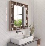 Gokcha wood mirror with storage shelves - Image 2