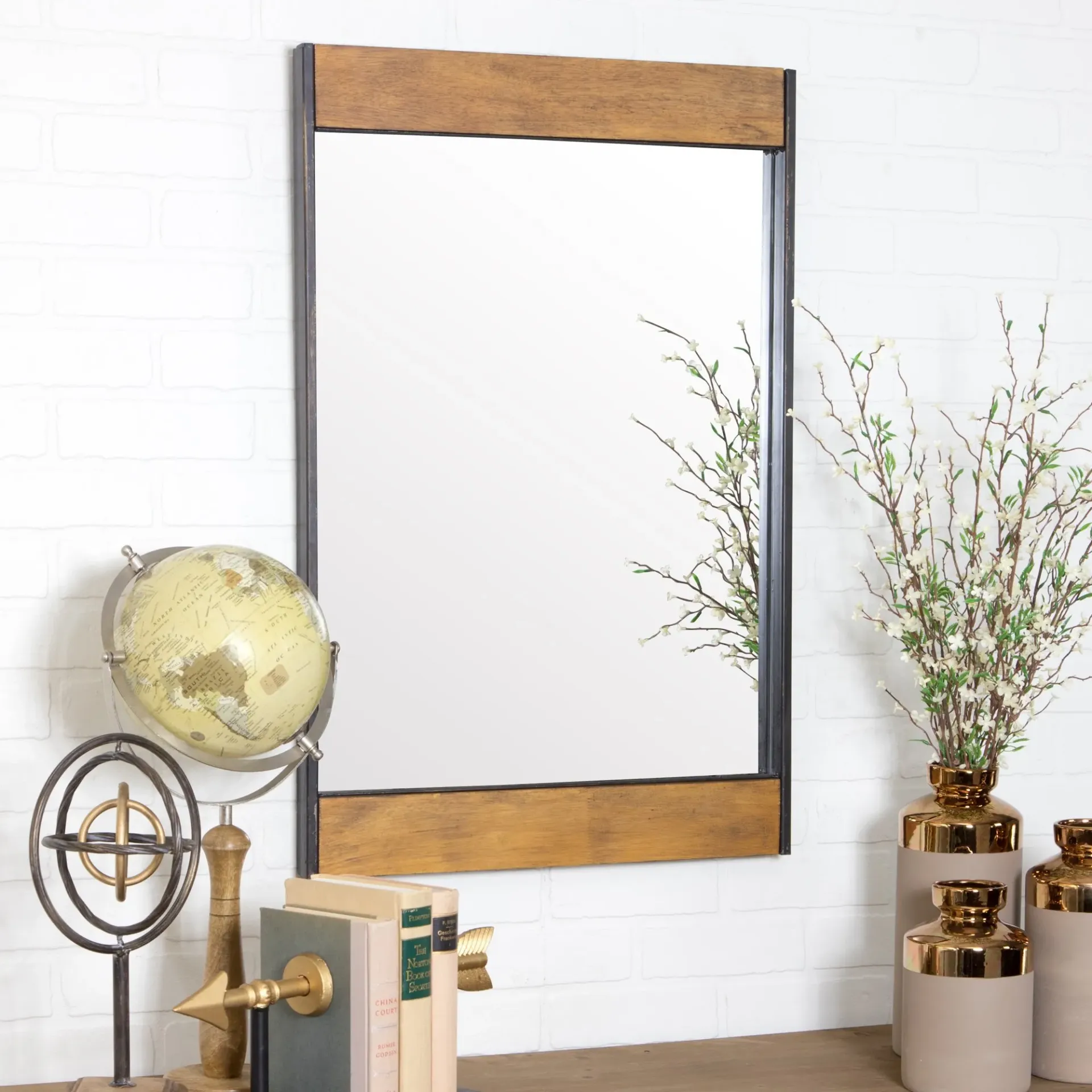 0006009_belle-wooden-metal-wall-mirror.webp Belle Wooden Metal Wall Mirror - Image 1