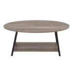 Doroo Round Wooden Coffee Table with Metal Legs - Image 5