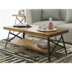 Bleak Wood and Metal Coffee Table with Storage - Image 3