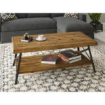Bleak Wood and Metal Coffee Table with Storage - Image 10