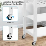 Yonn Rolling Kitchen Island with Solid Wood Top - Image 4