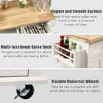 Ash Rolling Kitchen Island with Solid Wood Top - Image 4