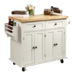 Ash Rolling Kitchen Island with Solid Wood Top - Image 7