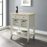 Diwai Rolling Kitchen Cart with Solid Wood Top