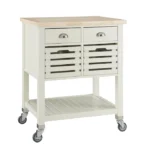 Diwai Rolling Kitchen Cart with Solid Wood Top - Image 3