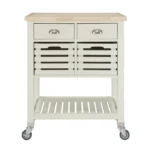 Diwai Rolling Kitchen Cart with Solid Wood Top - Image 5