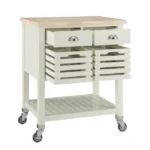 Diwai Rolling Kitchen Cart with Solid Wood Top - Image 6