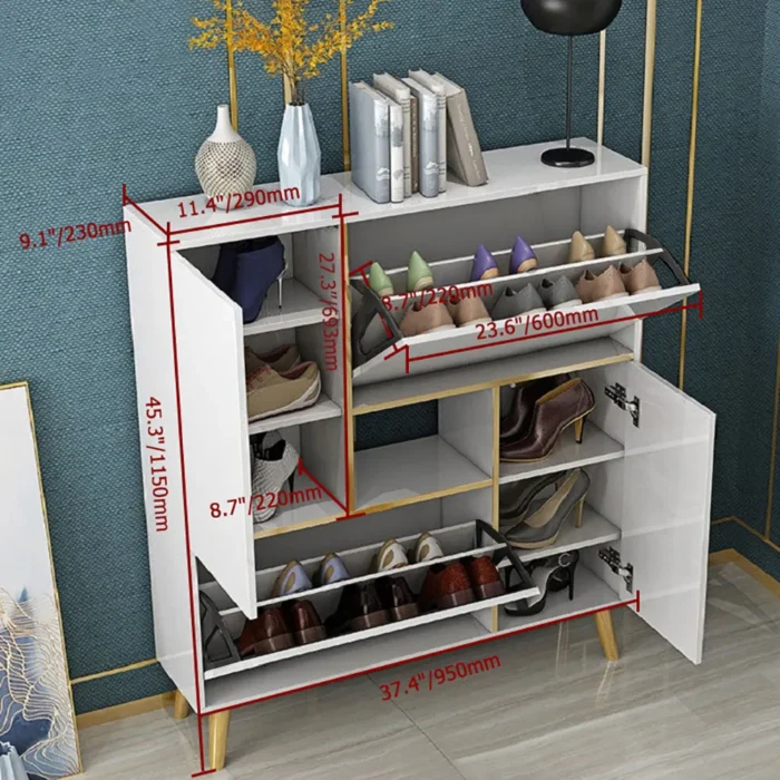 Brada White Modern Shoe Storage Cabinet - Image 3