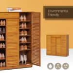 Orla Bamboo Shoe Rack with Mesh Doors - Image 5